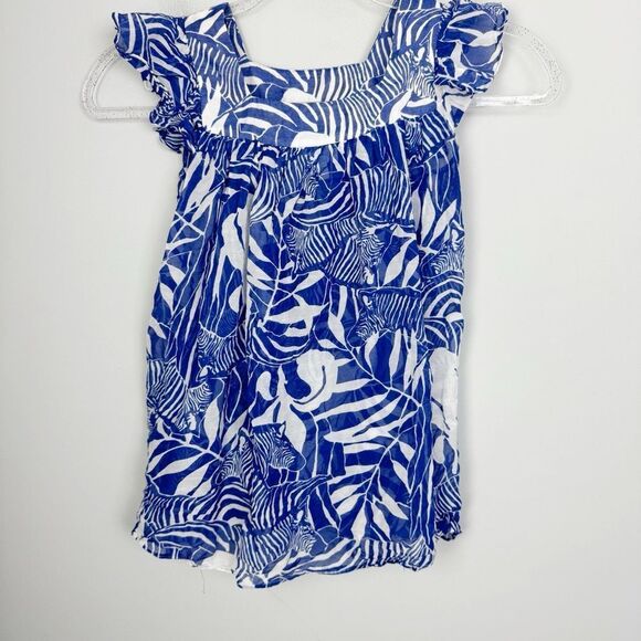 MILLY MINIS | Blue & White Animal Zebra Print Tunic Top Youth Girl’s Size 6/7 - Picture 7 of 8